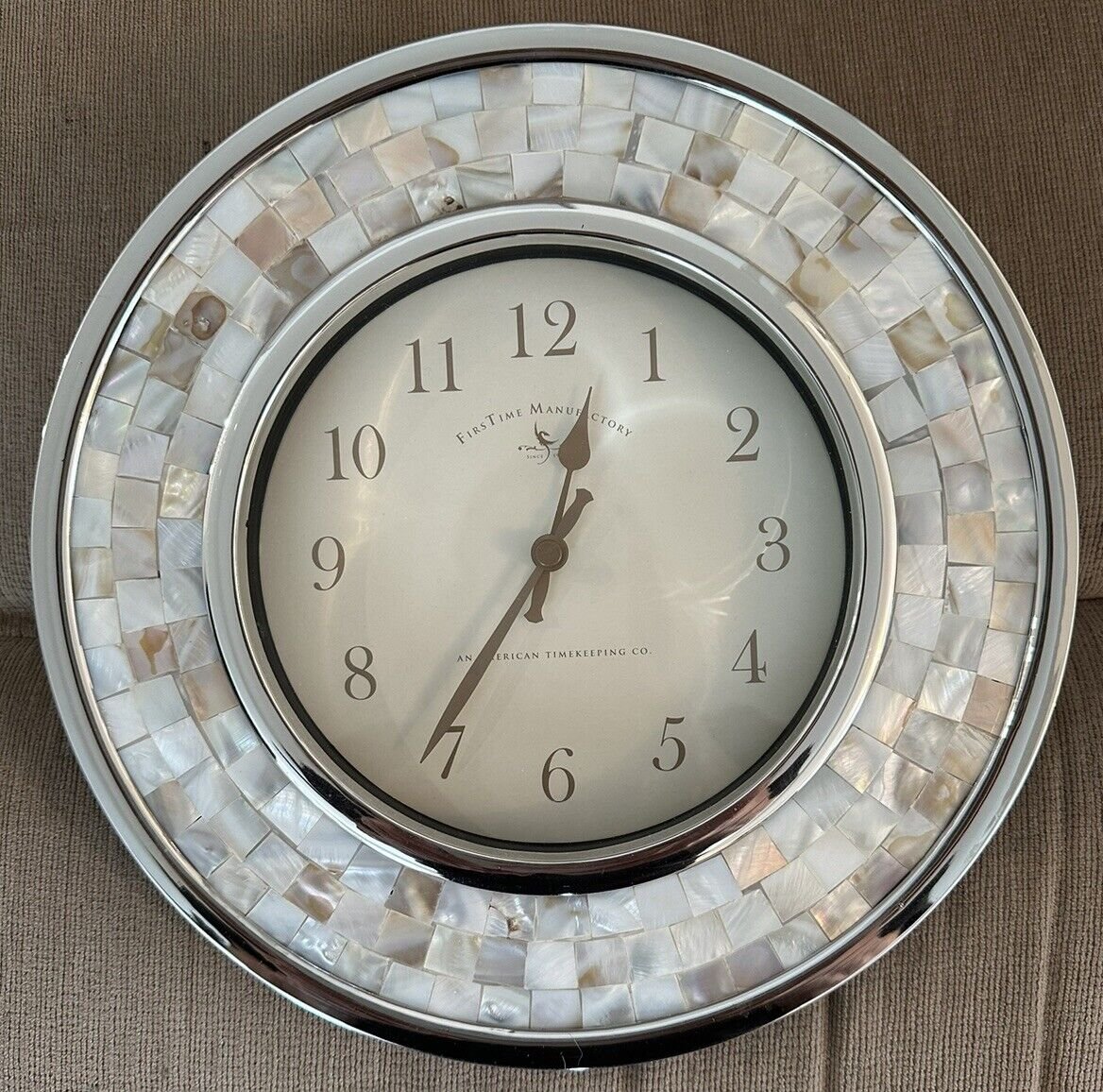 FirsTime & Co. Pearl Mosaic Wall Clock, 10.25", Beach Stone