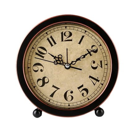 Frcolor Clock Alarm Bedside Tabletop Kid Vintage Decorative Eater Timer Classical Desk Operated Battery Table Bedroom Quiet