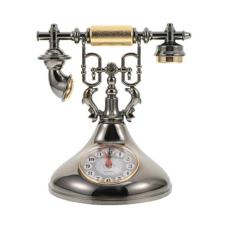 Frcolor Clock Telephone Antique Vintage Alarm Fashioned Old Table Artistic Decoration 1950 Desktop Button Phone Dial Push Gift