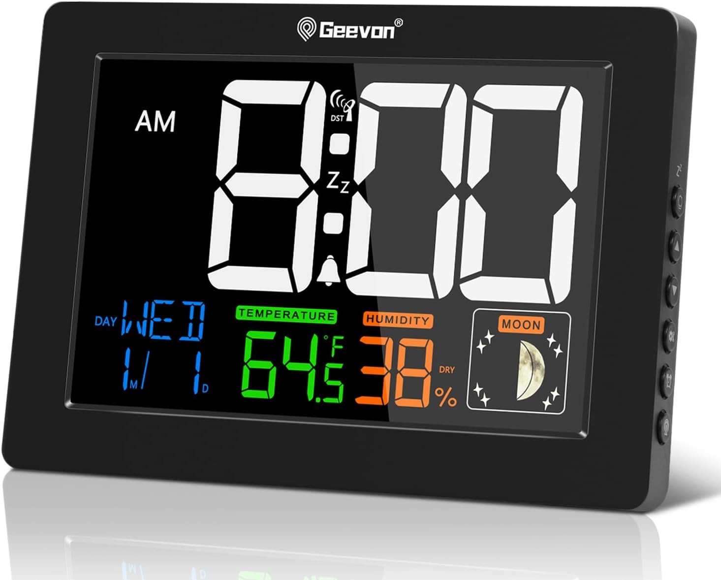 Geevon Color Display Digital Atomic Alarm Clock, Small Atomic Desk Clock with Ba