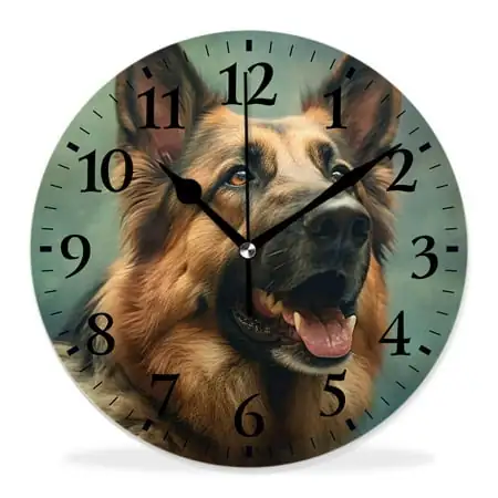 generic 16 inch Round Wall Clock,German Shepherd Dog Vintage Design,Silent Non Ticking Wall Clocks for Living Room Kitchen Bedroom