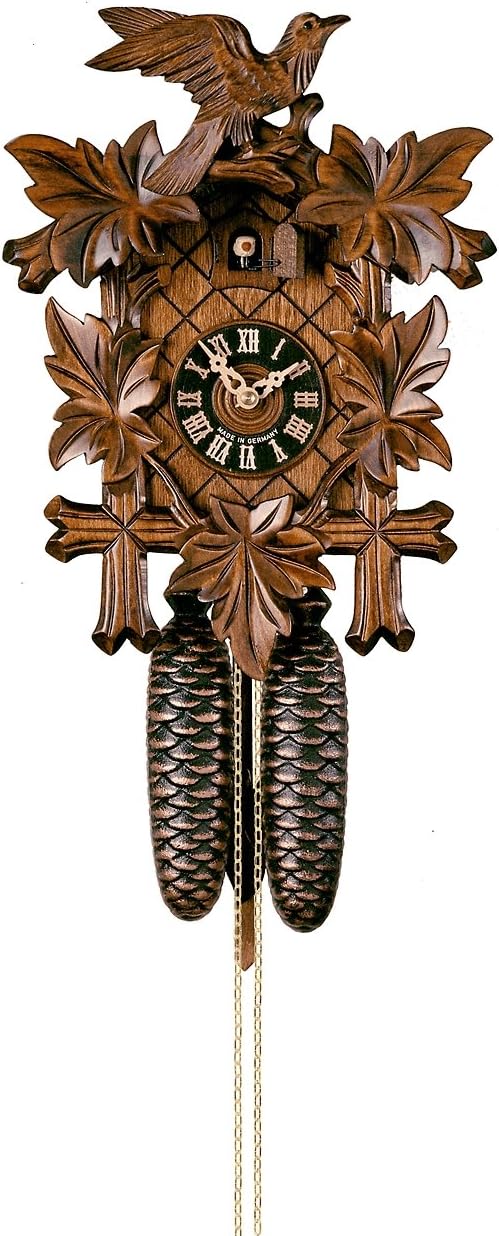 German Black Forest Cuckoo Clock with Five Leaf One Bird 13