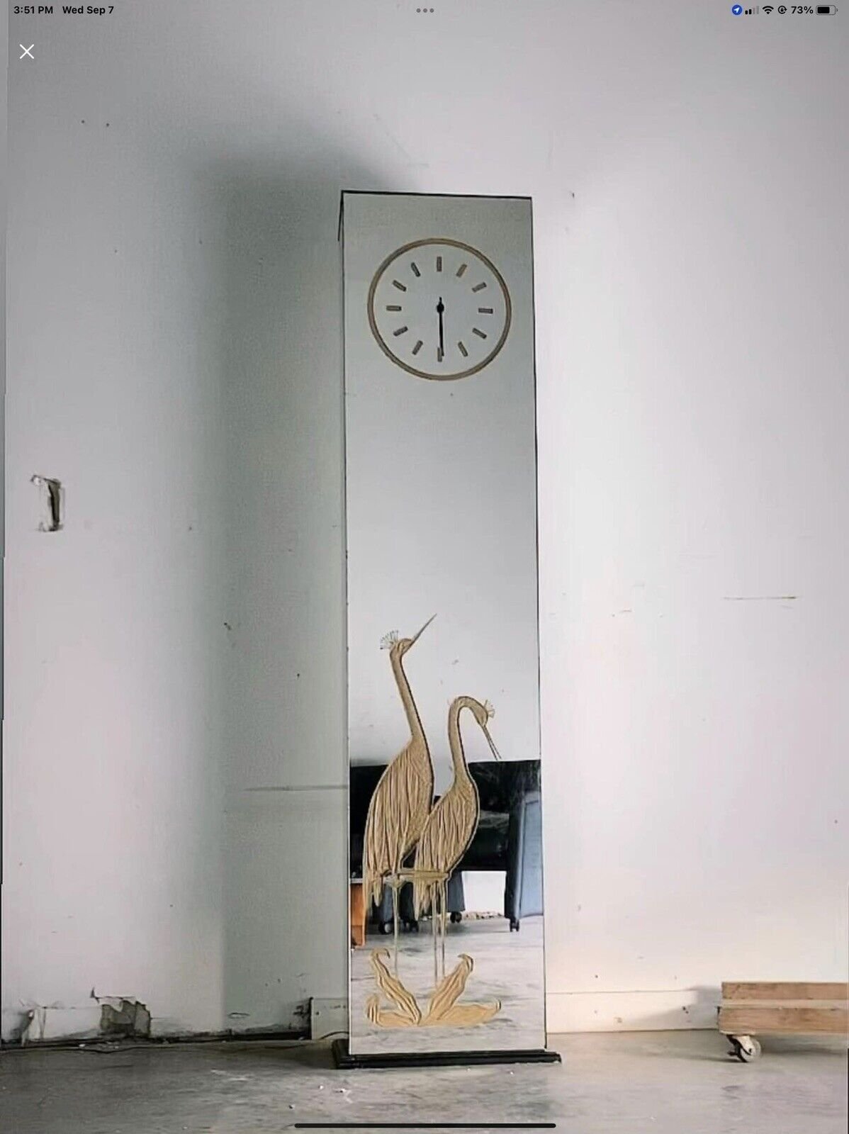 gorgeous vintage art deco standing mirror floor herring clock
