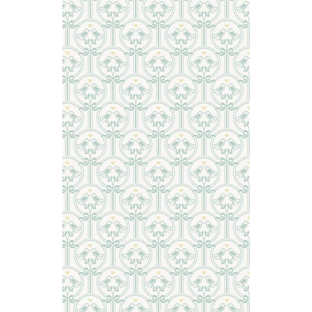 Green Non-Pasted Oiseaux Bird Lovers Tropical Shelf Liner Non-Woven Wallpaper Double Roll...