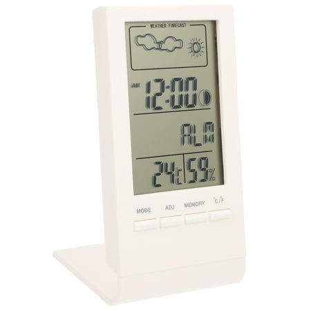 Hareemi Modern Multi-function LCD Weather Forecast Clock Weather Station Clock Temperature Thermometer Calendar Clock with Temperature and Humidity Meter