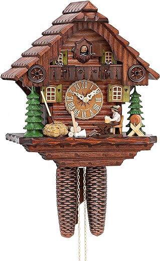 Hekas Cuckoo Clock Black Forest House with Moving Beer Drinker KA 879