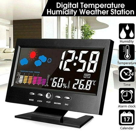 Herrnalise Digital Clock with Alarm Clocks: Atomic Clock with Indoor Temperature Clock with Day and Date for Elderly Adjustable Brightness Wall Clock or Desk Clock for Bedroom