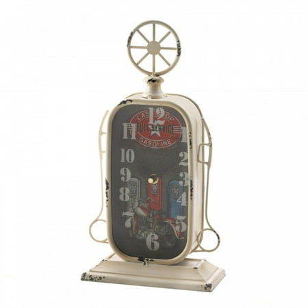 Home Decorative Vintage-Look, Iron, Glass Desk Clock - Gas Pump