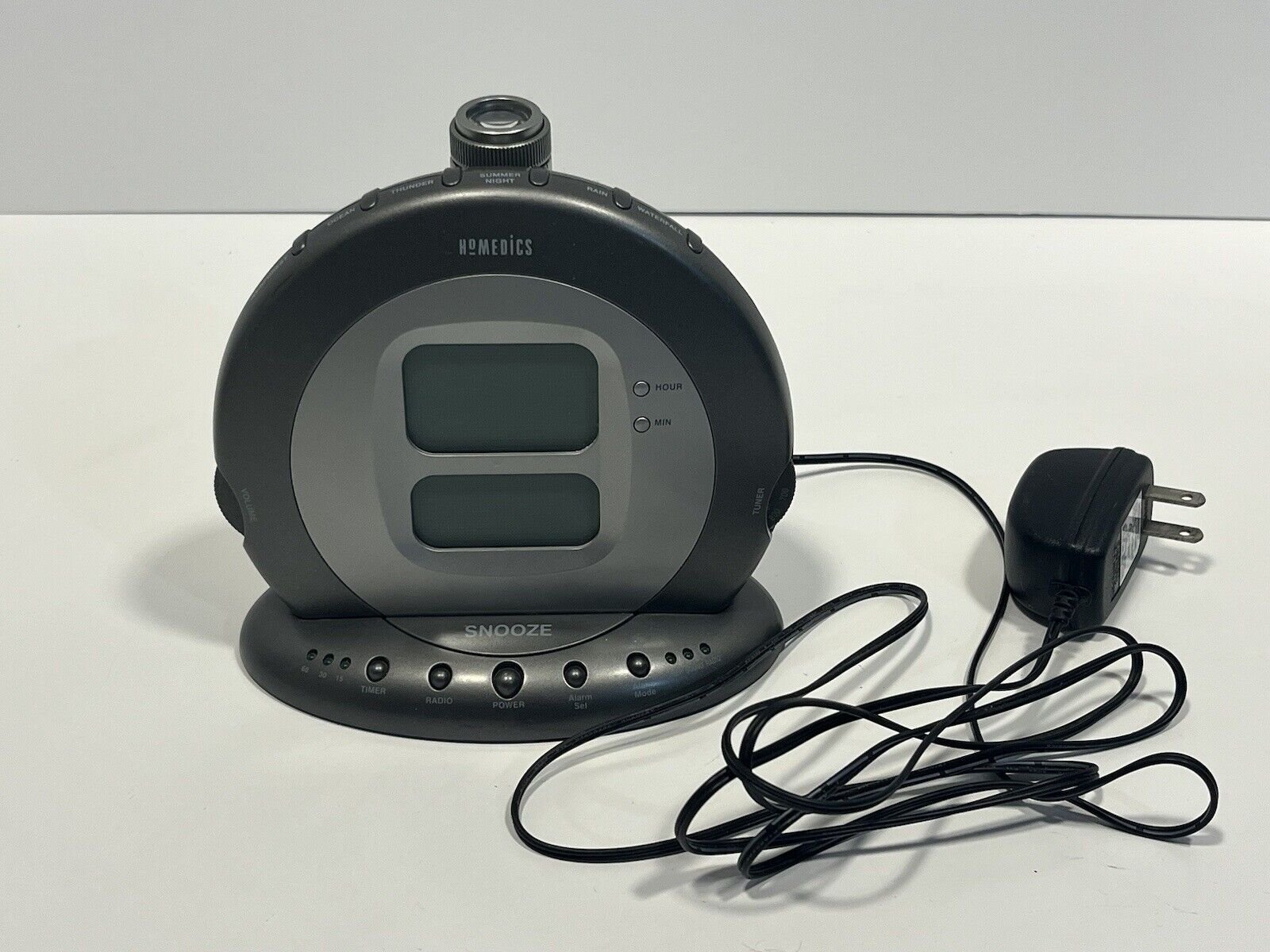 Homedics SS-5000 Sound Spa Projection Alarm Clock Radio 6 Nature Sleep Sounds