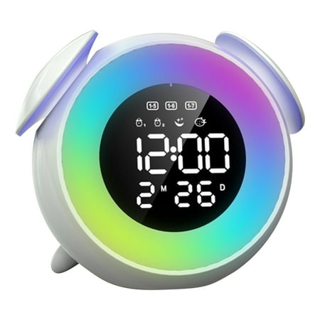 Home Saving! Jubipavy Cool Wake-up Light Alarm Clock Colorful Light Multi-functional Electronic Clock Bedside Light Alarm Clock