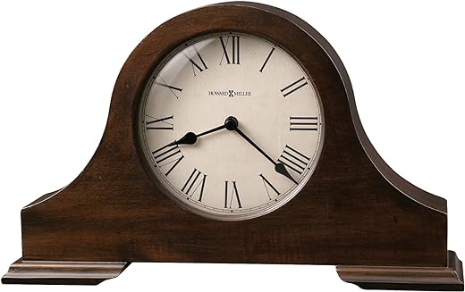 Howard Miller McCall Mantel Clock II 549-730 – Distressed Hampton Cherry Finish, Rustic Home Decor, Aged Vintage Design, Black Accents, Quartz Movement