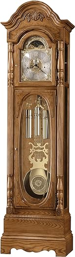 Howard Miller Schultz Floor Clock 611-044 – Illuminated Golden Oak Home Decor, Grandfather Timepiece with Cable-Driven Triple-Chime Movement