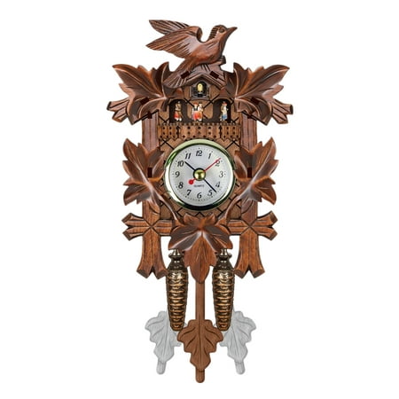 Htovila Cuckoo Wall Clock Bird Wood Hanging Decorations for Home Cafe Restaurant Art Vintage Chic Swing Living Room Style 3