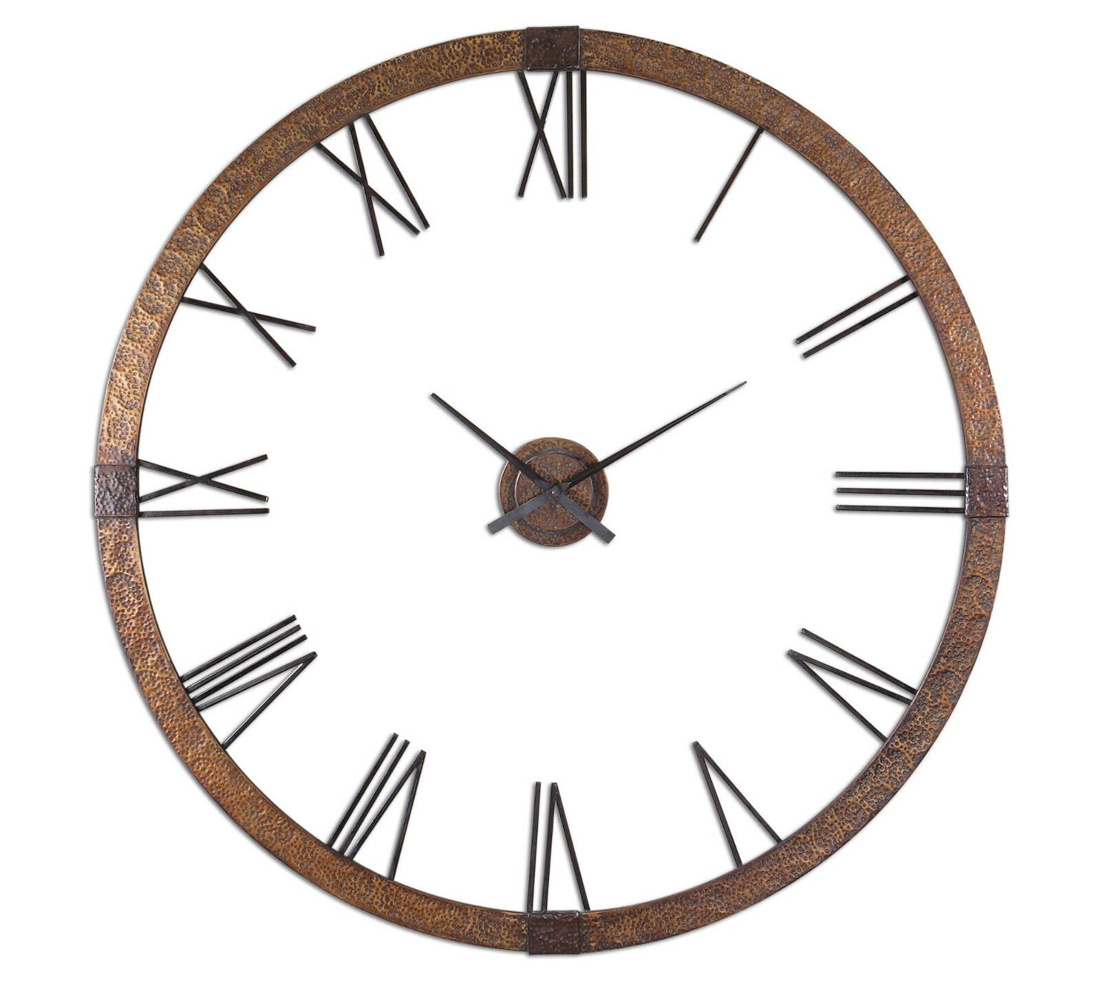 Huge 60" Hammered Copper Open Wall Modern Wall Clock Round Metal Uttermost 06655