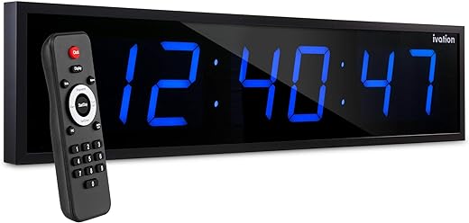 Ivation Huge 36 Inch Large Big Oversized Digital LED Clock with Stopwatch, Alarms, Countdown Timer & Temp - Shelf or Wall Mount (Blue) | 6-Level Brightness, Mounting Holes & Hardware