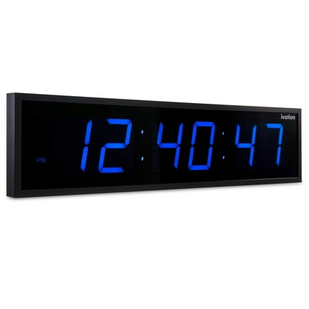 Ivation Large Digital Wall Clock, Big LED Display 36 Inch - Blue