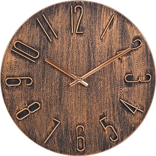 jomparis Wall Clock 12 Preciser Modern Style Silent Non-Ticking Wall Clocks Decorative for Office Home Bedroom School (Brown)