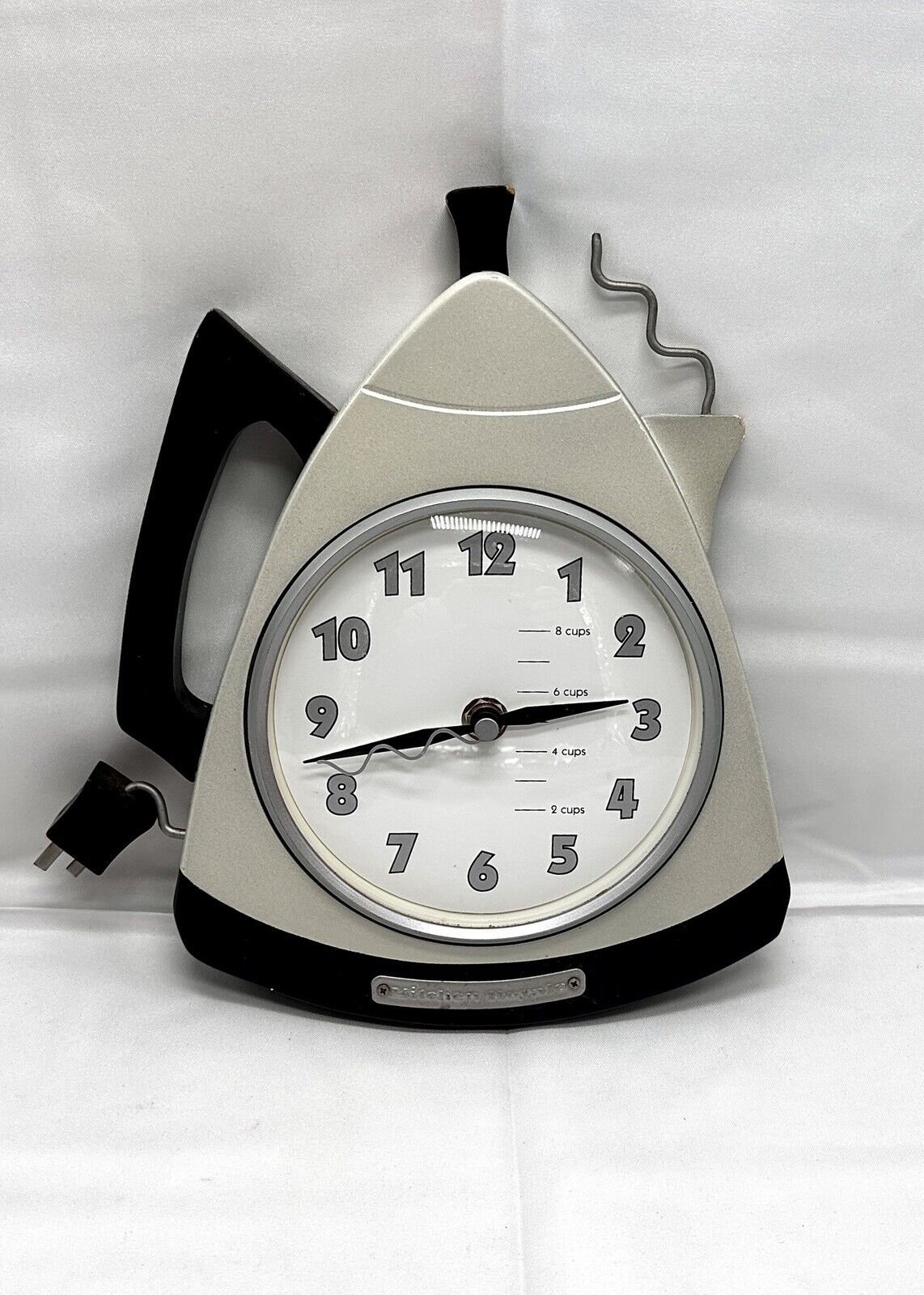 Kitchen Royale Vintage Coffee Pot Wall Clock Silver & Black With White Face