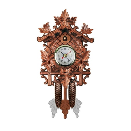 KQJQS Cuckoo Cuckoo Wall Clock Chime Alarm Clock Retro Clock Wooden Living Room Clock,Wood Clock Wall Decor