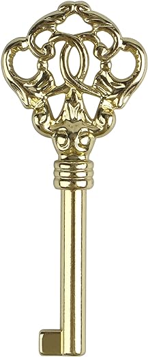 KYF-2 Solid Brass Reproduction Skeleton Key,Antique Brass Skeleton Key for Most of Sligh, Pearl,Colonial and Seth Thomas Clocks Fancy,Vintage and Old Furniture(1 pcs)