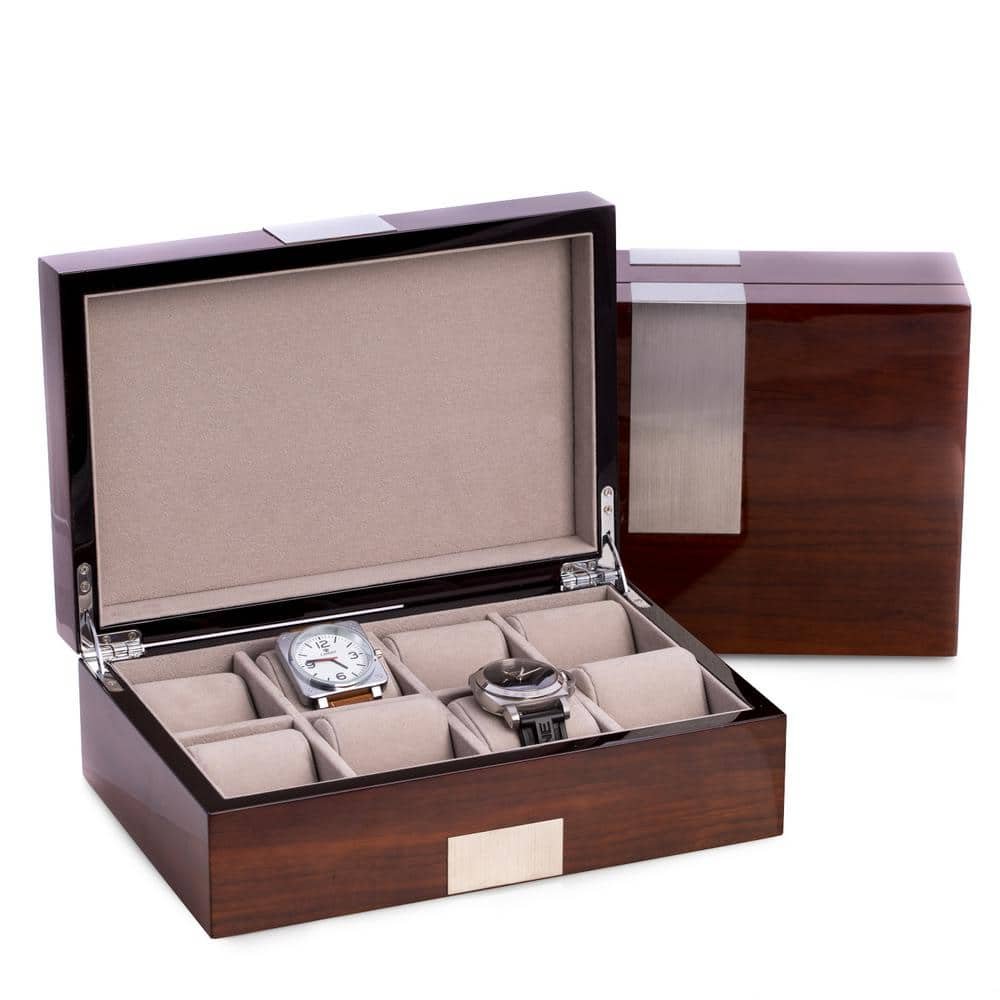Lacquered "Walnut" Wood 8-Watch Box