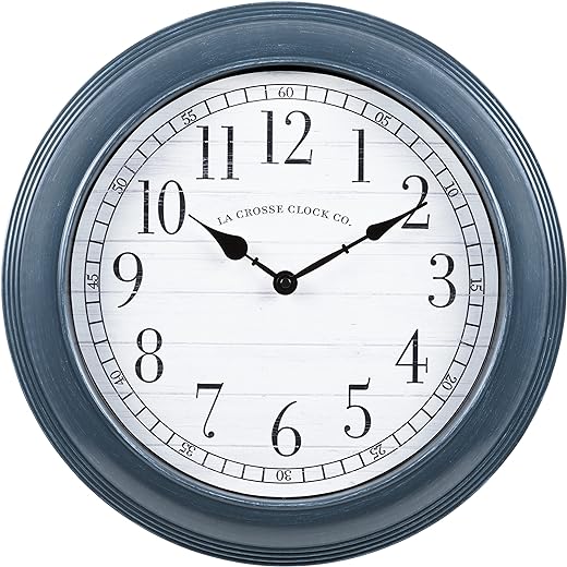 La Crosse Clock 404-3841B 16-inch Everly Gray Quartz Analog Wall Clock