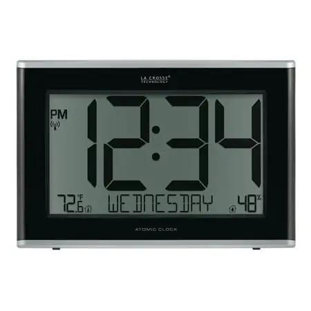 La Crosse Technology 12 Battery-Powered Black Atomic LCD Clock with Temp and Humidity, 513-05867-Int