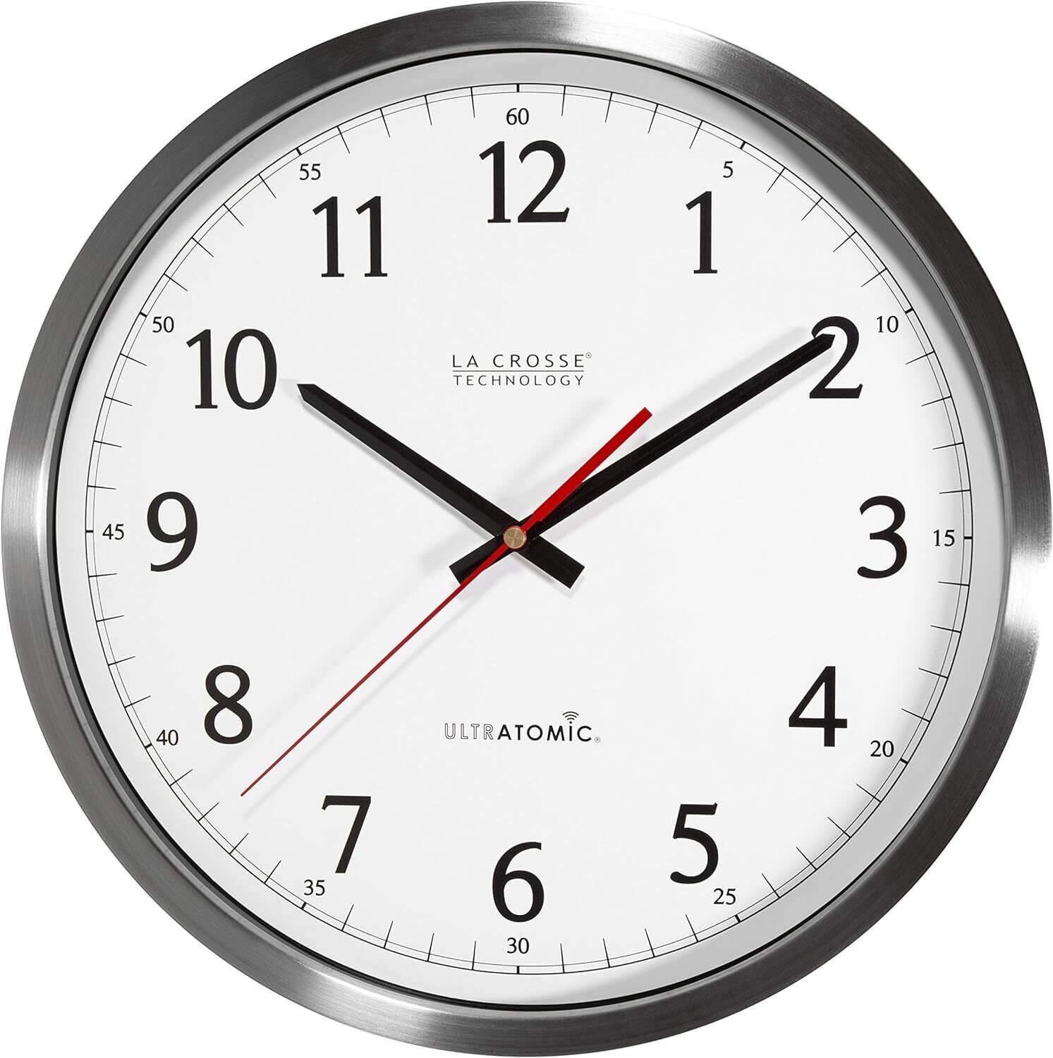 La Crosse Technology 14 In UltrAtomic Analog Stainless Steel Wall Clock