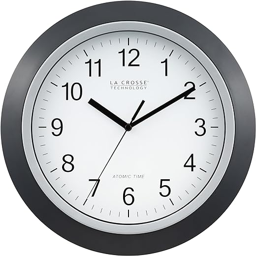 La Crosse Technology WT-3129B 12 Inch Atomic Analog Wall Clock, Pack of 1, Black