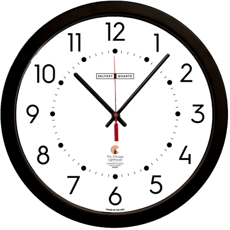 Large 14.5 In. Black Contemporary Body Daylight Savings Selfset Wall Clock