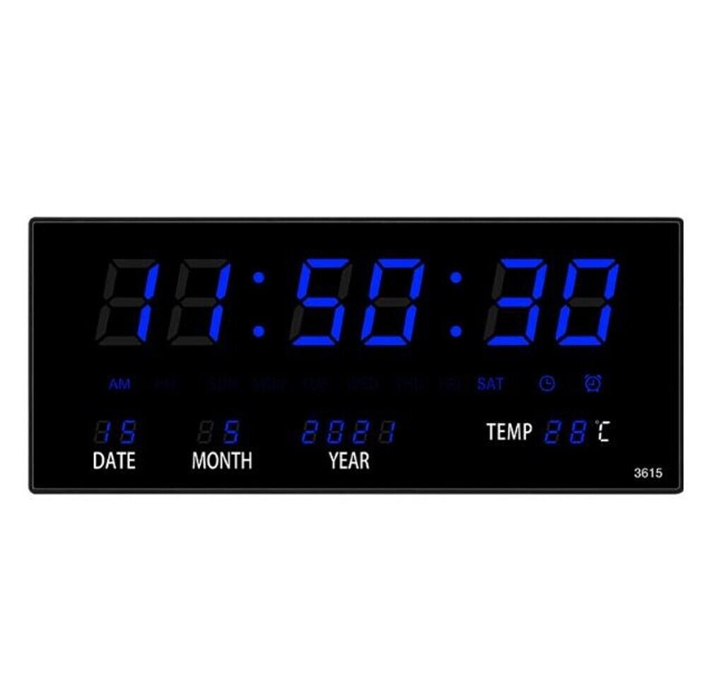 Large Screen Digital Wall Clock LED Display Desk Time Temperature Calendar Date