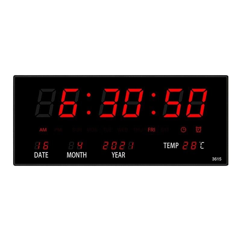 Large Screen Digital Wall Clock LED Display Desk Time Temperature Calendar Date