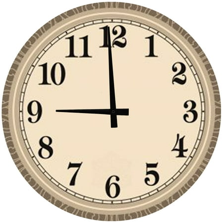 Large Wood Wall Clock 24 Inch Round Black and Tan Basic Round Small Battery Operated Wall Art