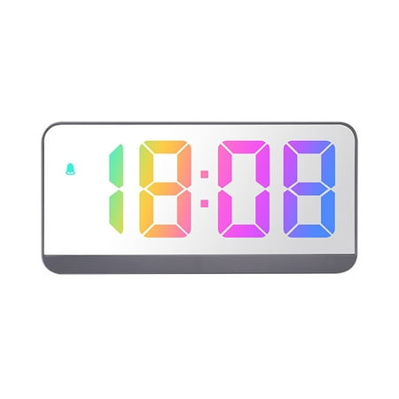 LED Digital Inventive Alarm Clock Alarm Configuration Electronic Mirror Clock ,Time/date/temperature Rotation Display And Sound Control Wake-up Function