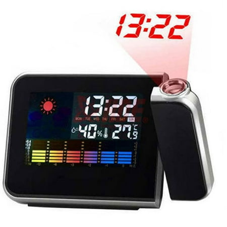 Lifetechs LED Color Screen Backlight Weather Projection Home Office Digital Alarm Clock