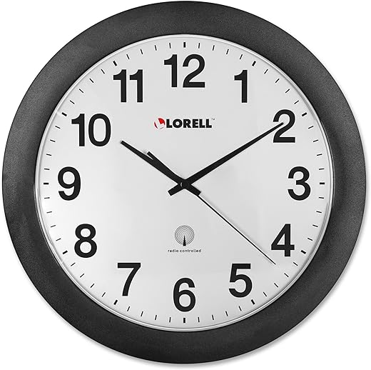 Lorell Wall Clock with Arabic Numerals, 12-Inch, White Dial/Black Frame