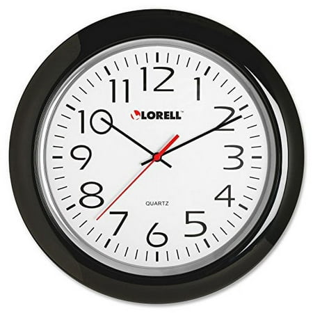 Lorell Wall Clock with Arabic Numerals, 13-1/4-Inch, Black Frame