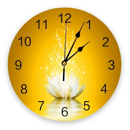 Lotus Yellow Wall Clocks Brief Design Silent Home Cafe Office Wall Decor Clocks for Kitchen Wall Art Large Wall Clocks 25cm