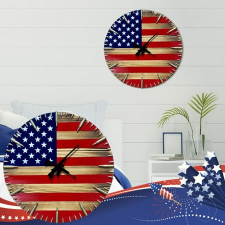 LSLJS Clearance Under $10! American Flag Wall Clock European and American Fashion Home Decoration Clock 11.8 Wooden Wall Clock Clock No Ticking Silent Quartz Clock