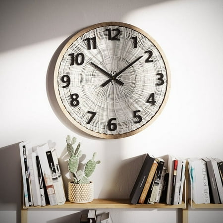 Luciana White Woven Rattan Round Wall Clock