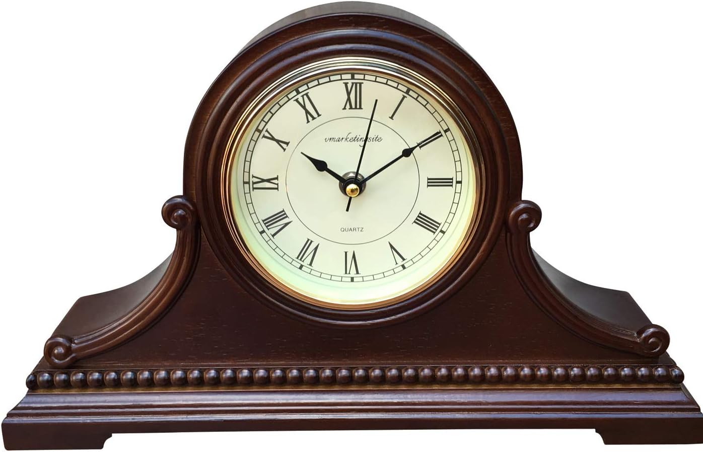 Mantel Clocks, Battery Operated, Silent Wood Mantle Clock with Westminster Chimes On The Hour, Solid Wooden Shelf Decorative Chiming Table Clock, 9