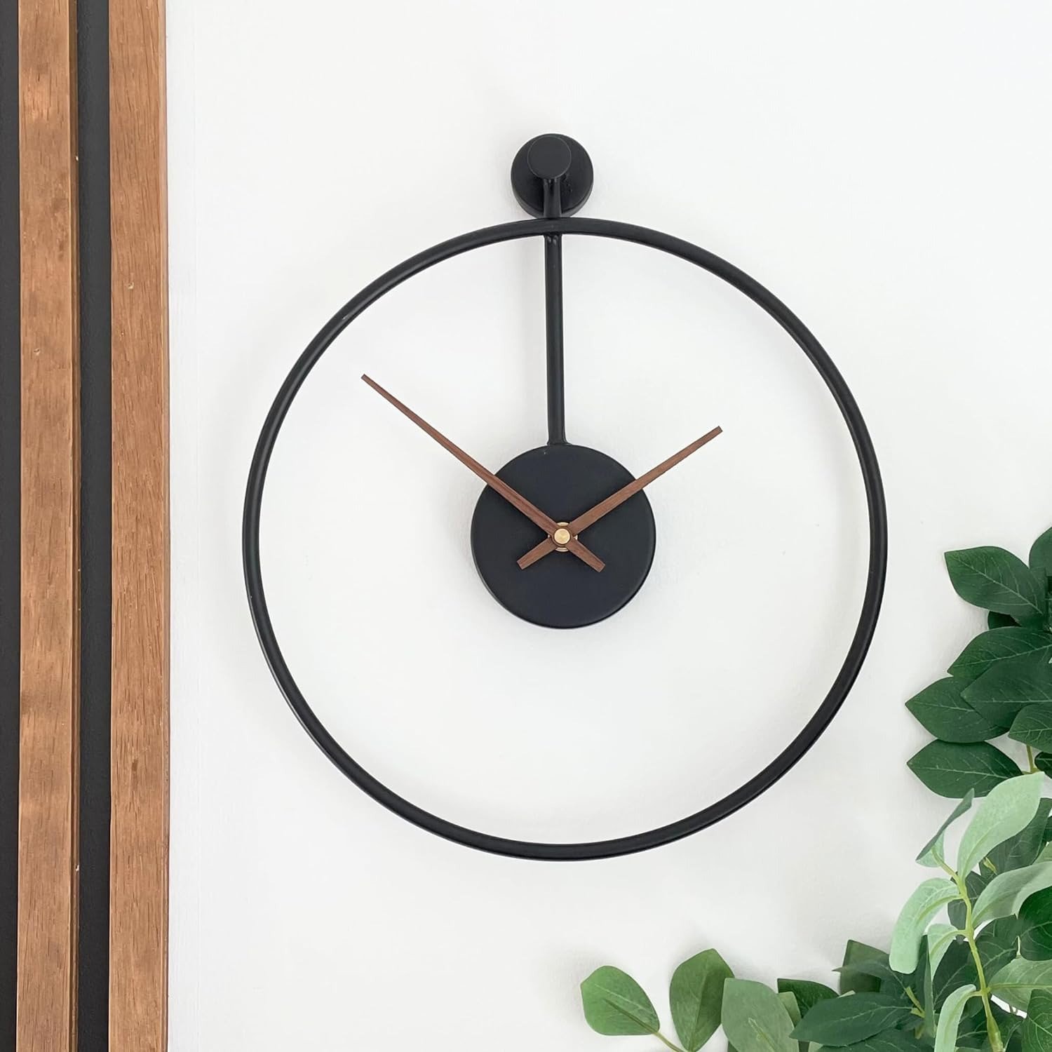 Modern 12 Inch Silent Wall Clock - Black Metal Clock for Living Room, Bathroom,