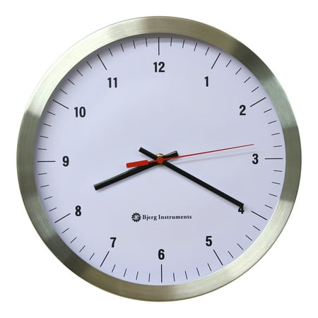 Modern 12 Stainless Silent Wall Clock with Non Ticking Quiet and Accurate Movement - Bjerg Instruments