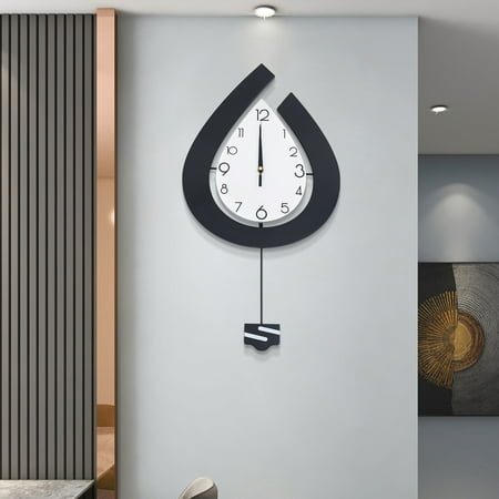 Modern Wall Clock, Silent Non Ticking Wall Clock Large Decoration Pendulum Clock Battery Operated Suitable for Bedroom Kitchen Office Home 11.81 x 22.44inch