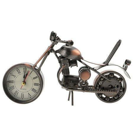 Motorcycle Clock Living Room Decor Desktop Prop Decorations Alarm Iron Office Child