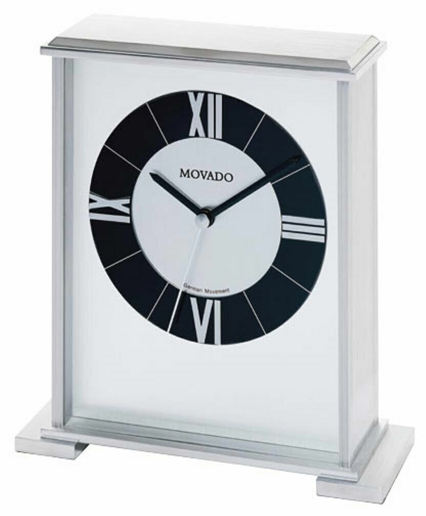 Movado silver impressive mantle clock mgo 172m rare collectible new usa stock