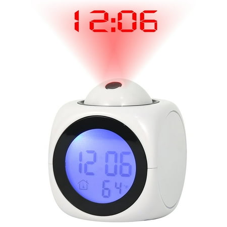 Multifunction Digital Projection Alarm Clock Voice Talking LCD Projection Time Thermometer Display Home Decor( Without Battery)