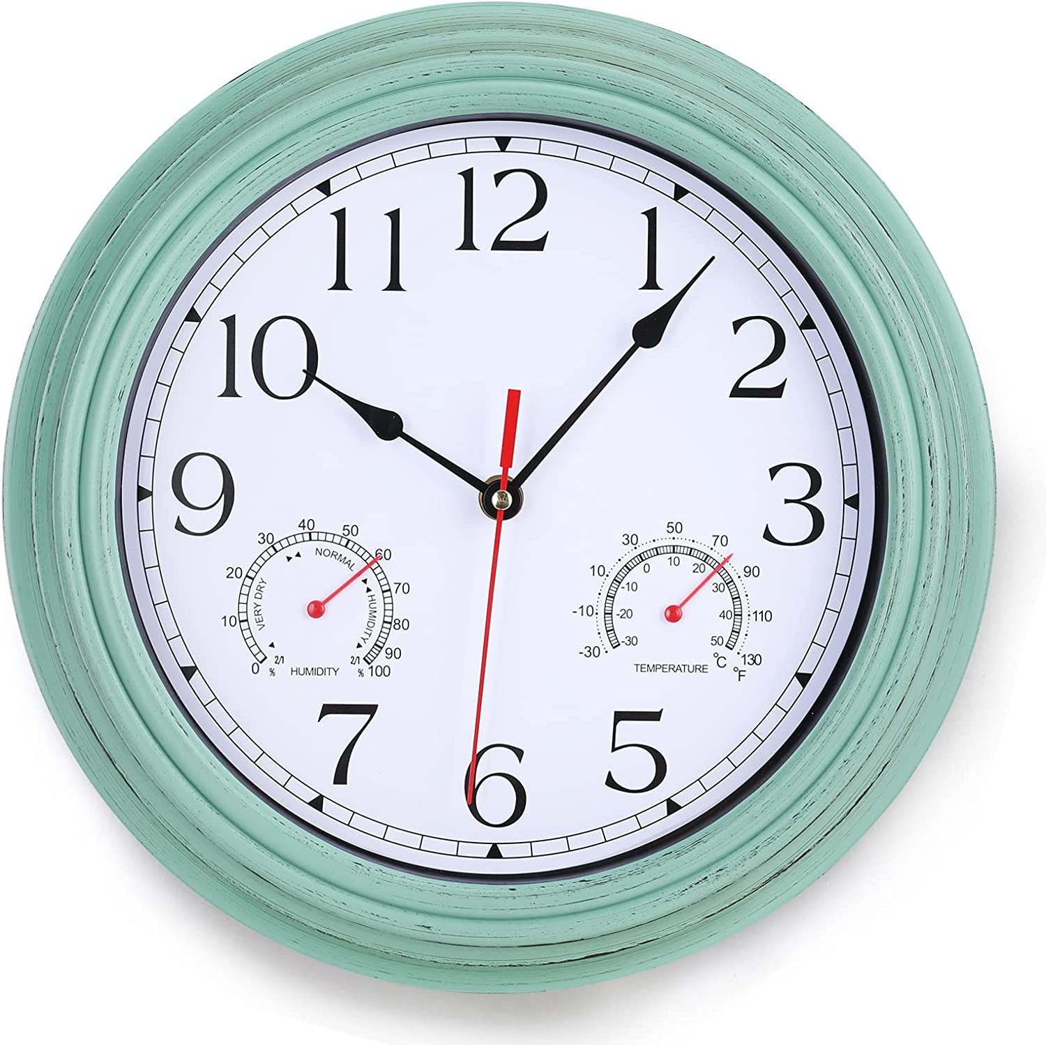 MUMTOP Indoor Outdoor Clock 12 Inch Outdoor Waterproof Wall Clock Thermome New