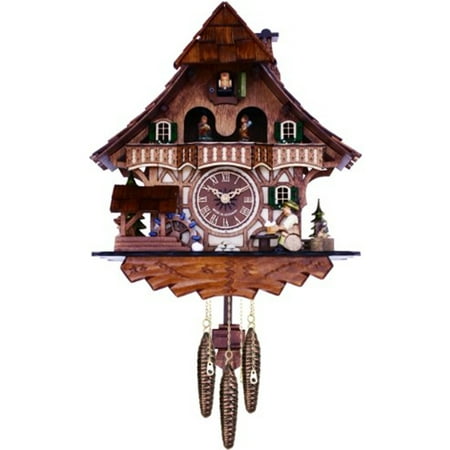 Musical Black Forest Cuckoo Clock with Dancers, Waterwheel, and Beer Drinker