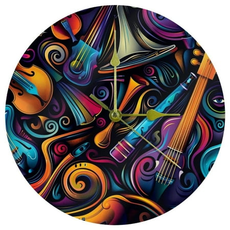 Musical instruments 9.8 Inch Round Acrylic Wall Clock - Silent Non Ticking Battery Powered for Kitchen Bedroom Living Room Office - Modern Design Kitchen Clocks, Wall Clocks, Wall Clock